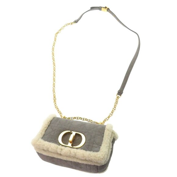 CHRISTIAN DIOR Caro Mouton Suede Chain Shoulder Bag 0727 Grey - Picture 6 of 10